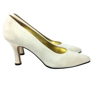 Pancaldi Pumps Womens Size 7 White Striped Heels